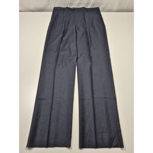 John Alexander Dress Pants Men's 40x37 Blue Wool Pleated Made In USA Unhemmed